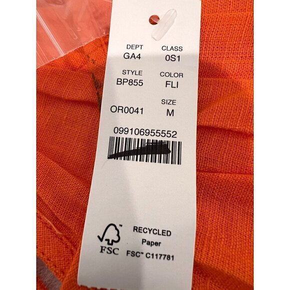 New J.Crew Size M Palermo smocked-waist mini dress in linen Orange *Stain* - Picture 11 of 13